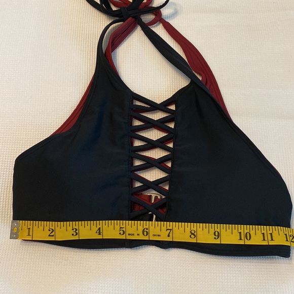 Hollister Bikini Top Cross Cross Halter Black Burgundy Size XS Bundle - Picture 7 of 10